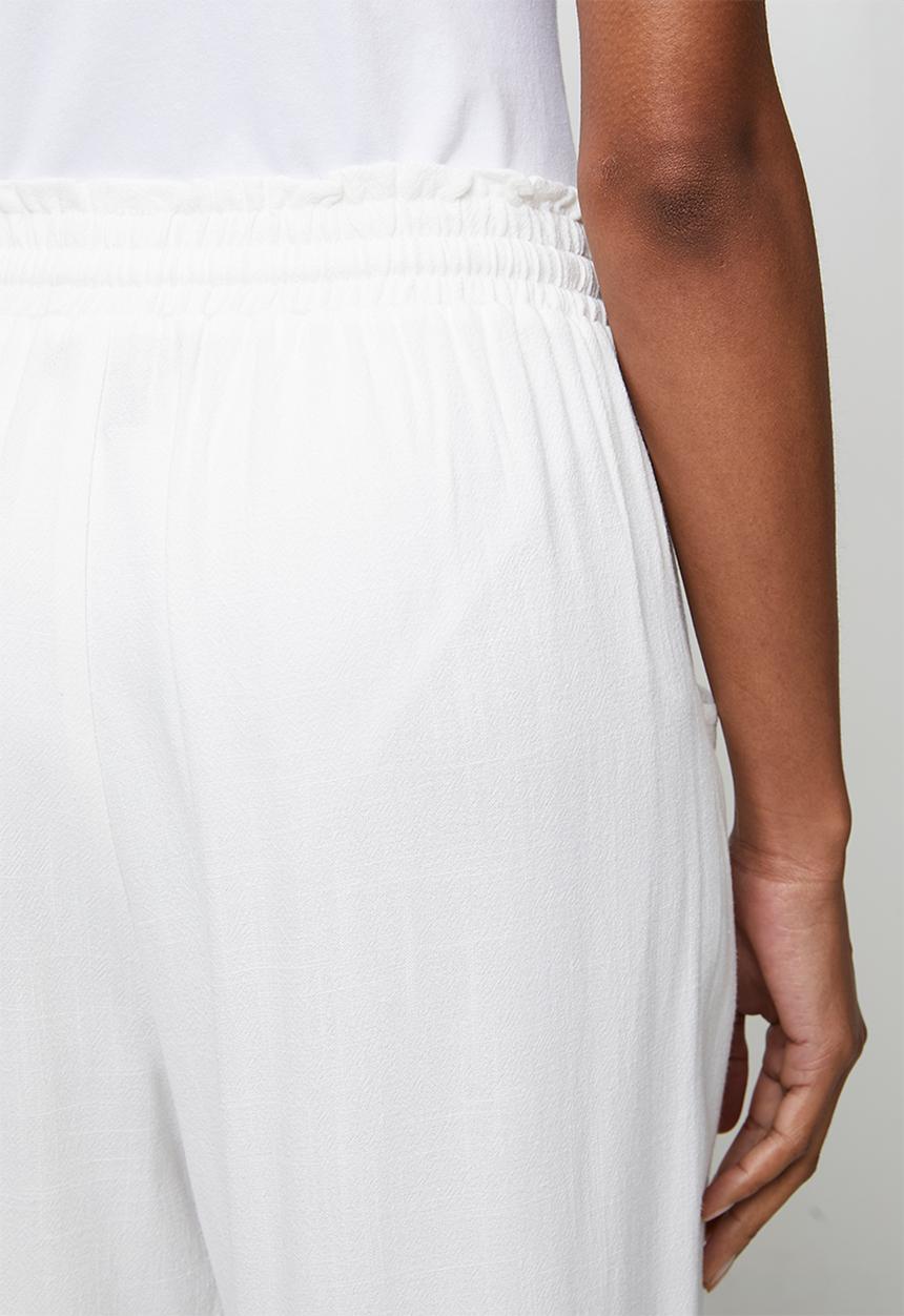 Izabel London - Drawcord Elasticated Ankle Length Pant - White