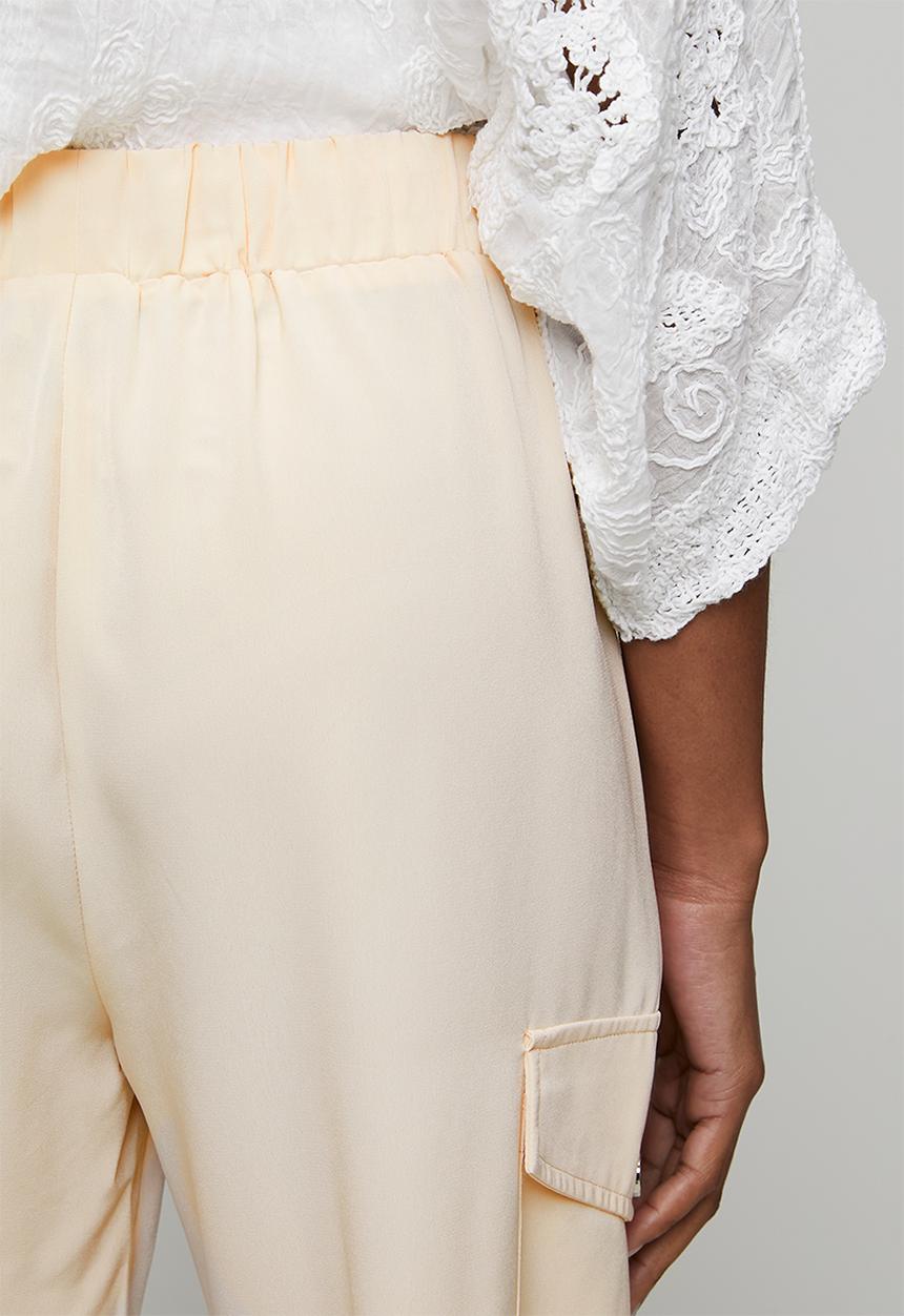 Izabel London - Ankle Length With Drawcord Easy Wearing Cargo Pocket Trouser  - Stone
