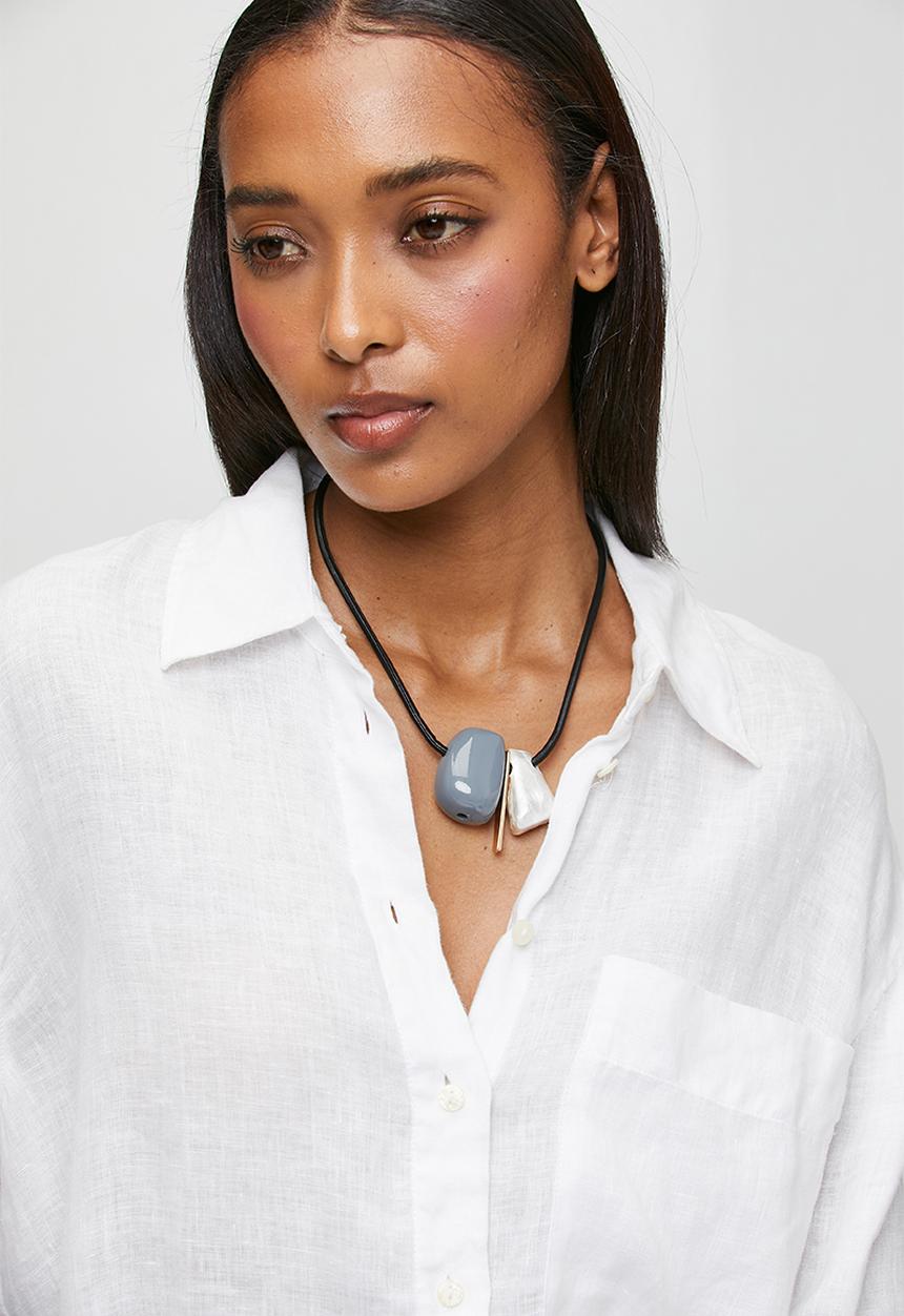 Tessa Design - Lumière Sculptural Pendant Cord Necklace - Multi