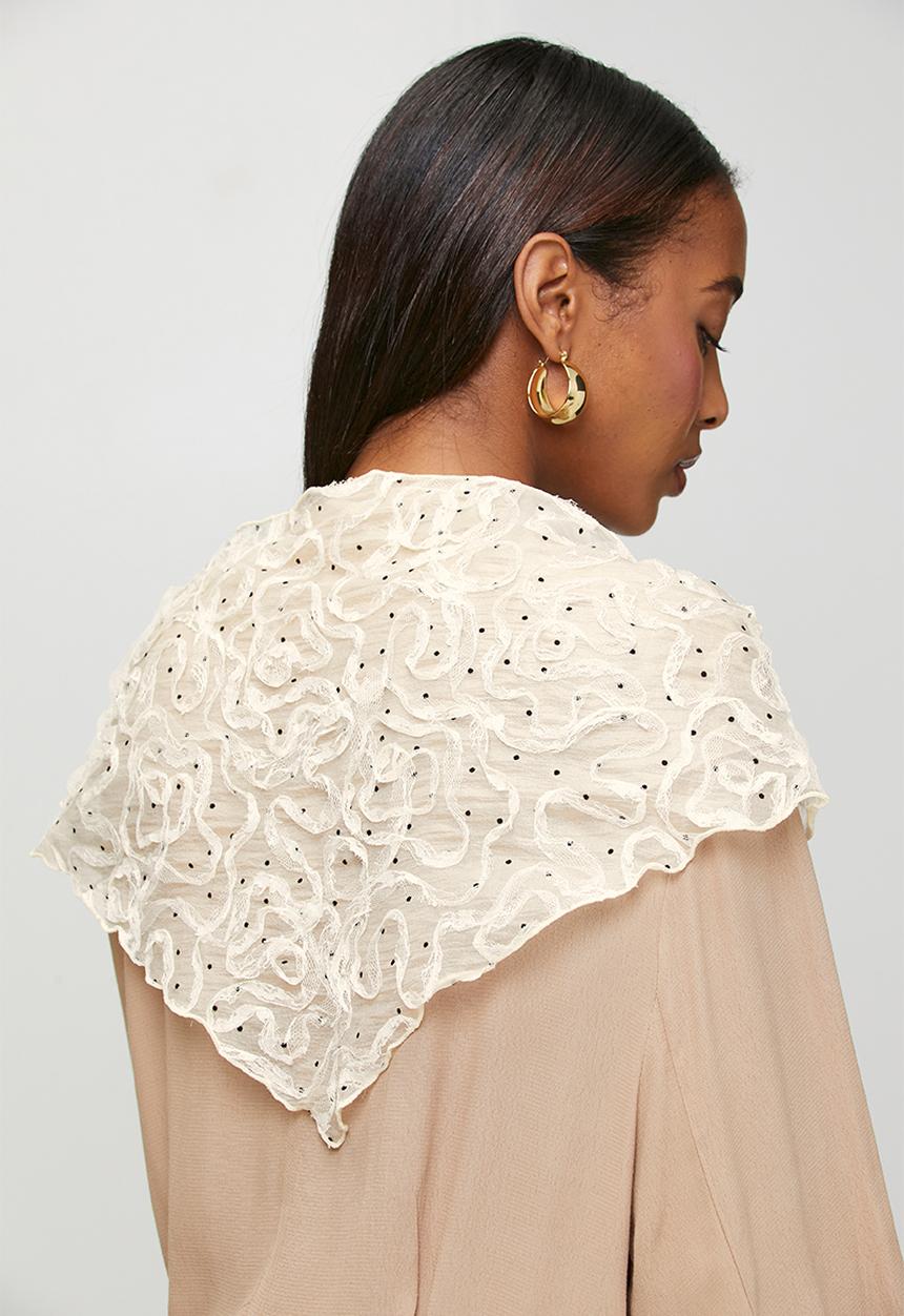 Tessa Design - Noel Sheer Headscarf With Tectured Pattern - White