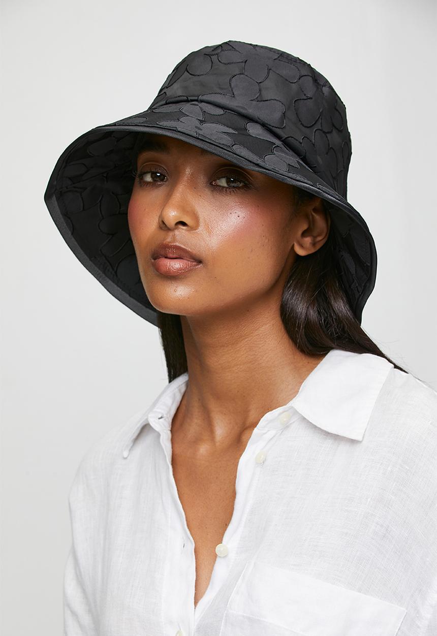 Tessa Design - Noa Tonal Floral Print Bucket Hat - Black