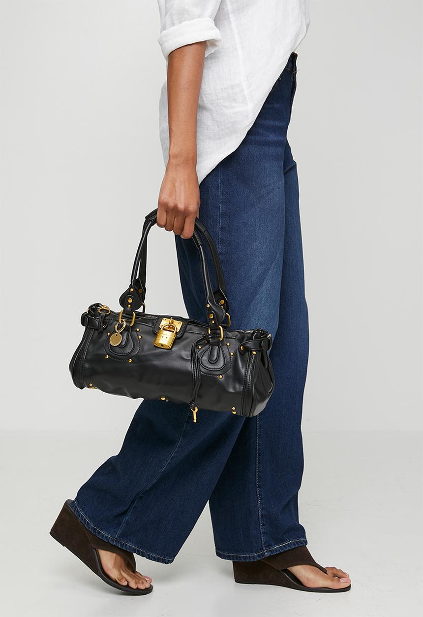 Tessa Design - Zivah Padlock Shoulder Bag With Gold Hardware - Black