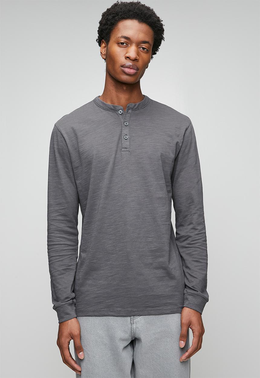 Only & Sons - Benne Henley Reg Ls Tee Vd - Grey Pinstripe