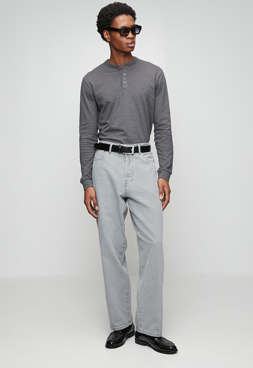 Only & Sons - Benne Henley Reg Ls Tee Vd - Grey Pinstripe