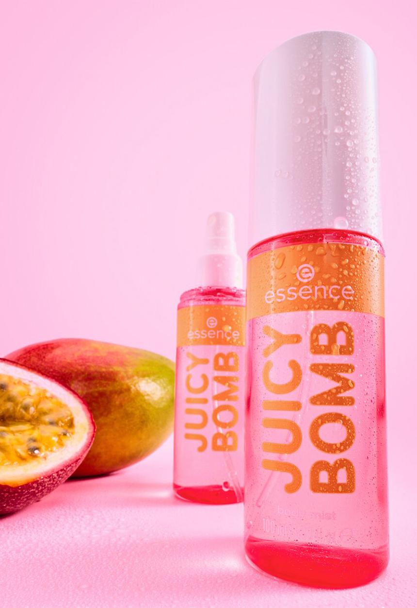 essence - JUICY BOMB tropical drop body mist - 110 Mango Mellow