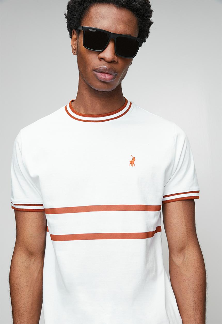 POLO - Mens Sport Short Sleeve Ribbed Tee - White