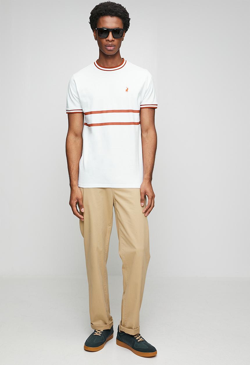 POLO - Mens Sport Short Sleeve Ribbed Tee - White