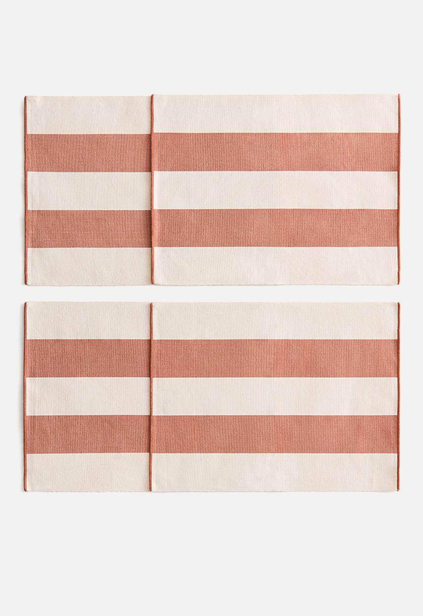 H&M - 4-pack cotton place mats - terracotta/striped