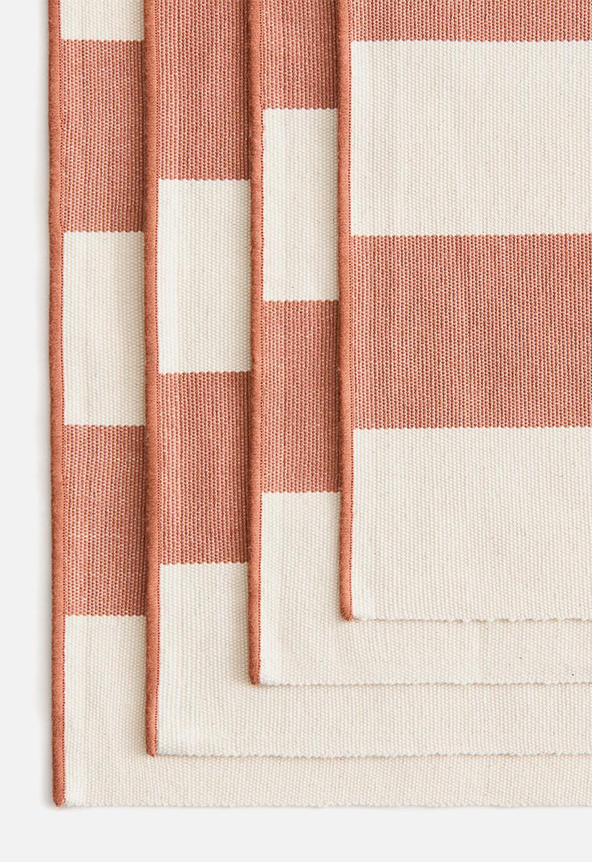H&M - 4-pack cotton place mats - terracotta/striped