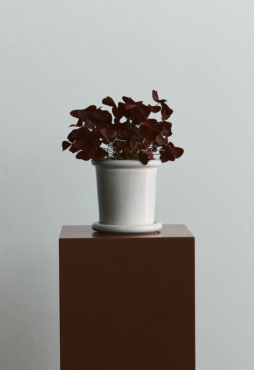 H&M - Extra-small stoneware plant pot with saucer - light grey