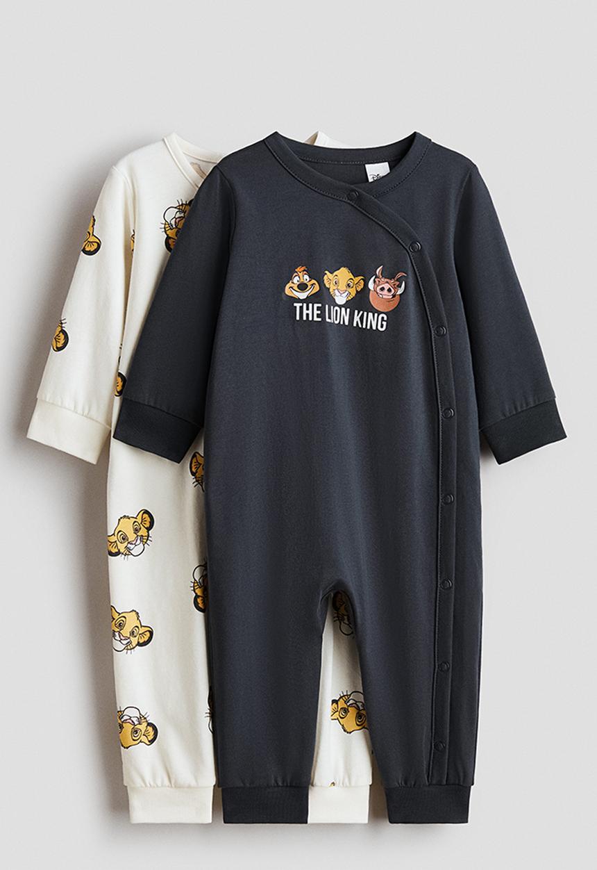 H&M - 2-Pack printed pyjamas - dark grey/the lion king