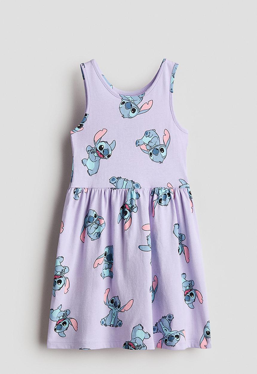 H&M - Printed cotton dress - light purple/lilo & stitch