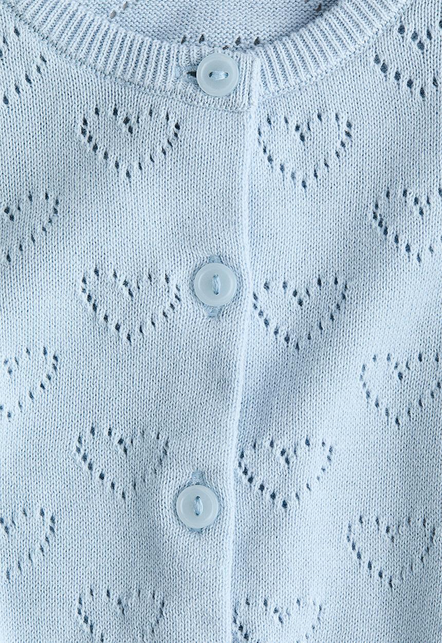 H&M - Pattern-knitted cotton cardigan - light blue/hearts
