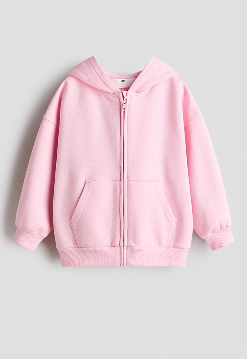 H&M - Oversized zip-through hoodie - light pink