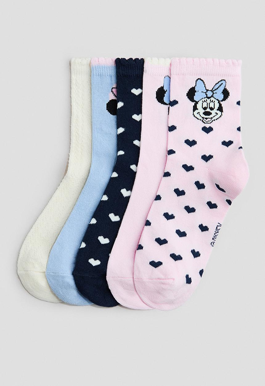 H&M - 5-Pack motif-detail socks - light blue/minnie mouse