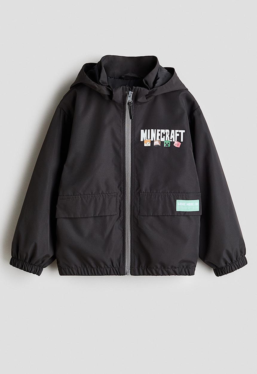 H&M - Hooded windbreaker - dark grey/minecraft