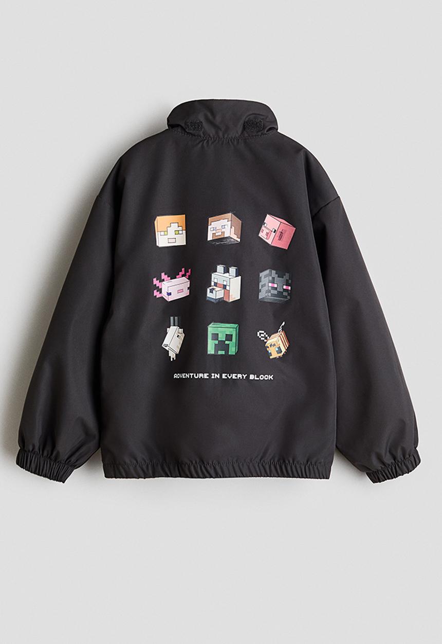 H&M - Hooded windbreaker - dark grey/minecraft