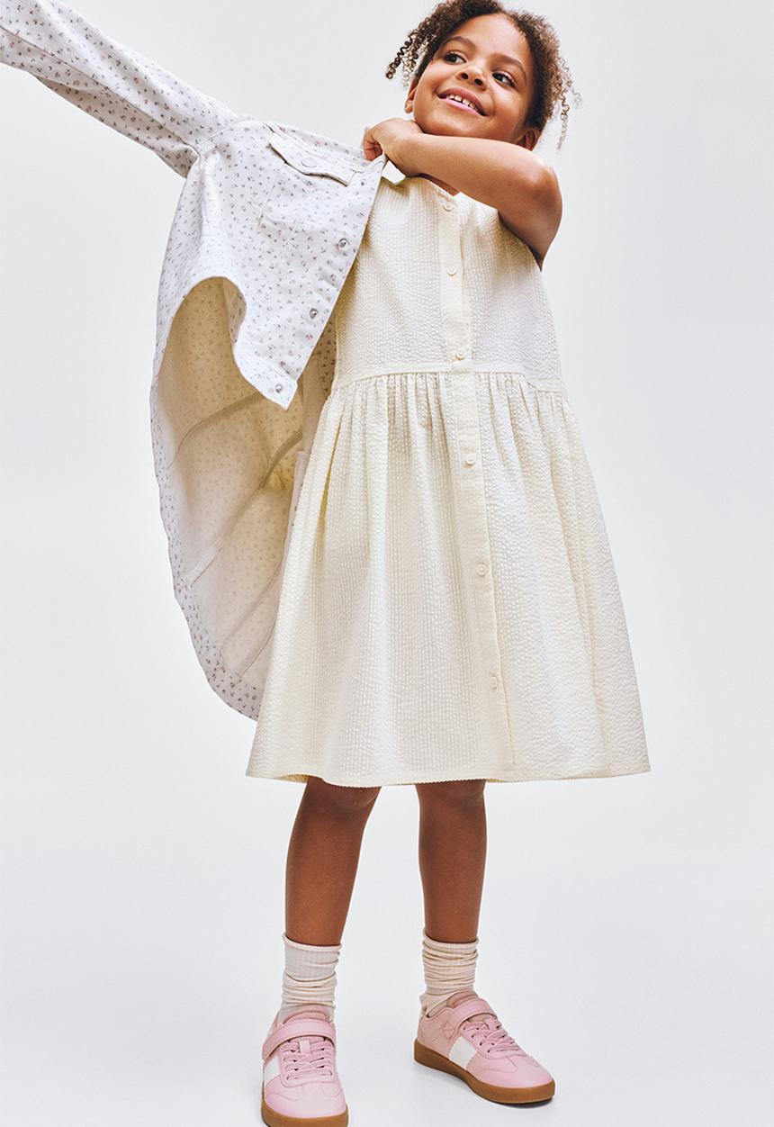 H&M - Sleeveless seersucker dress - cream