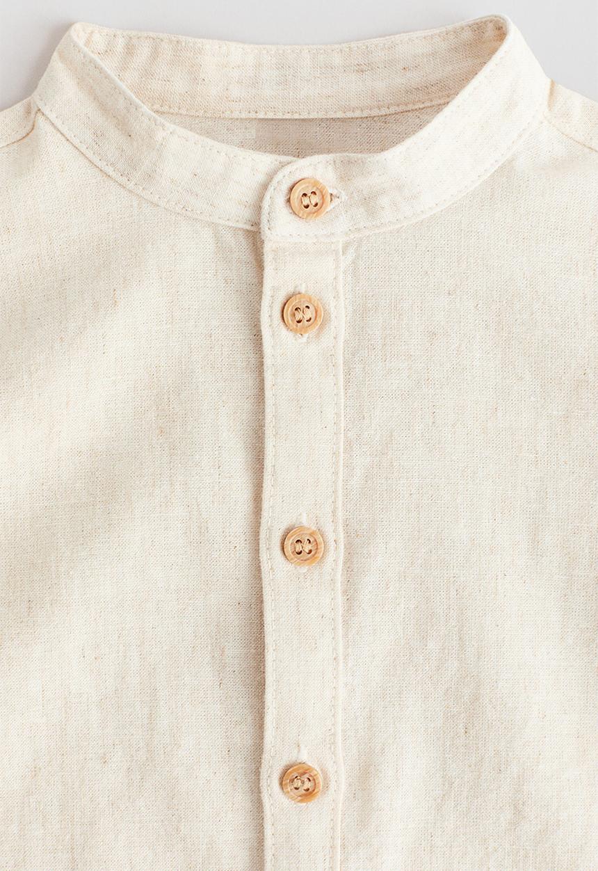 H&M - Linen-blend grandad shirt - cream