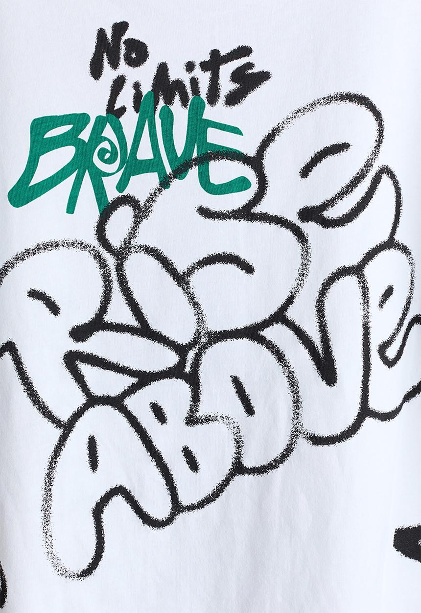 H&M - Loose-fit printed t-shirt - white/graffiti