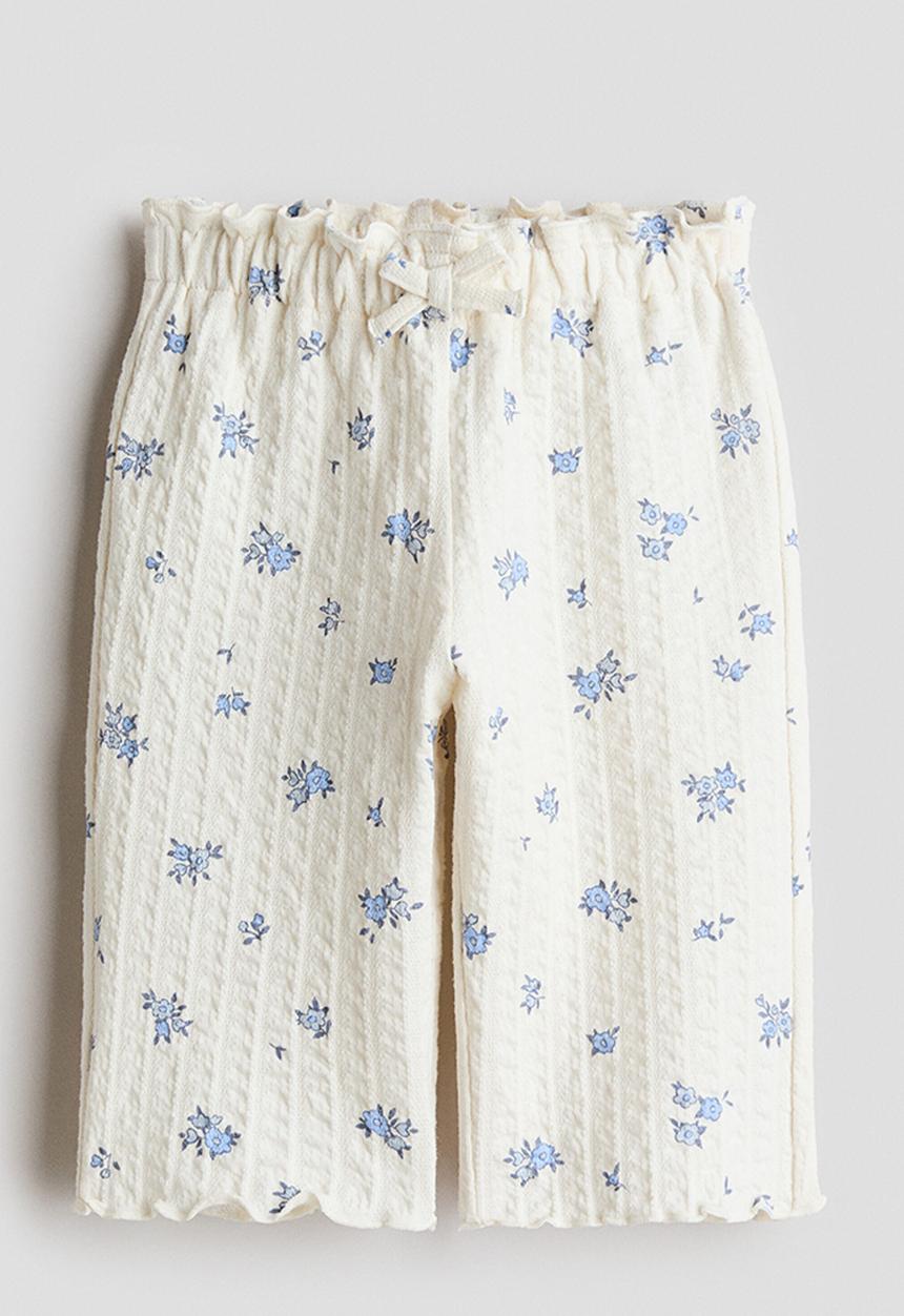 H&M - Textured jersey trousers - white/floral