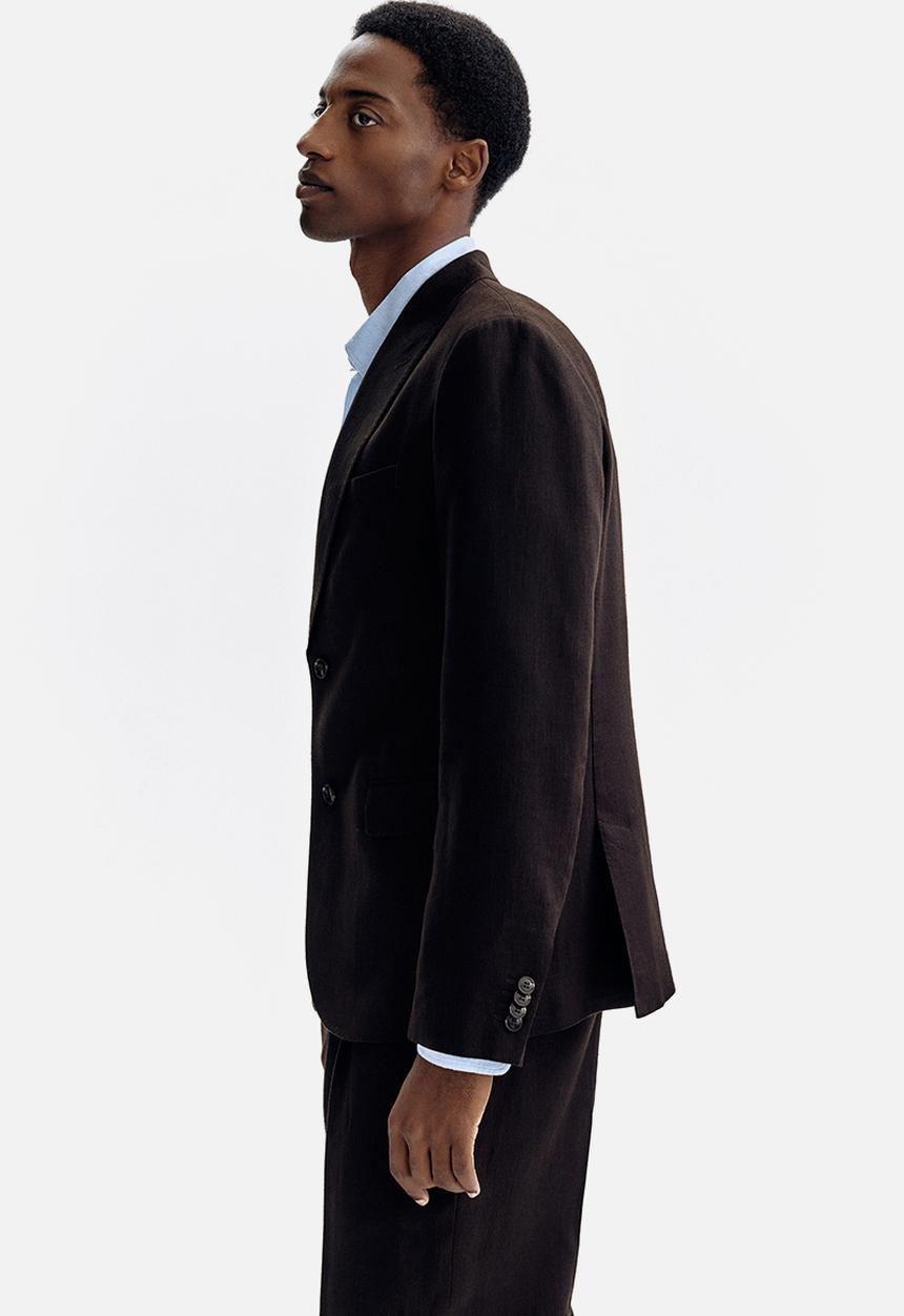 H&M - Regular fit linen-blend jacket - dark brown