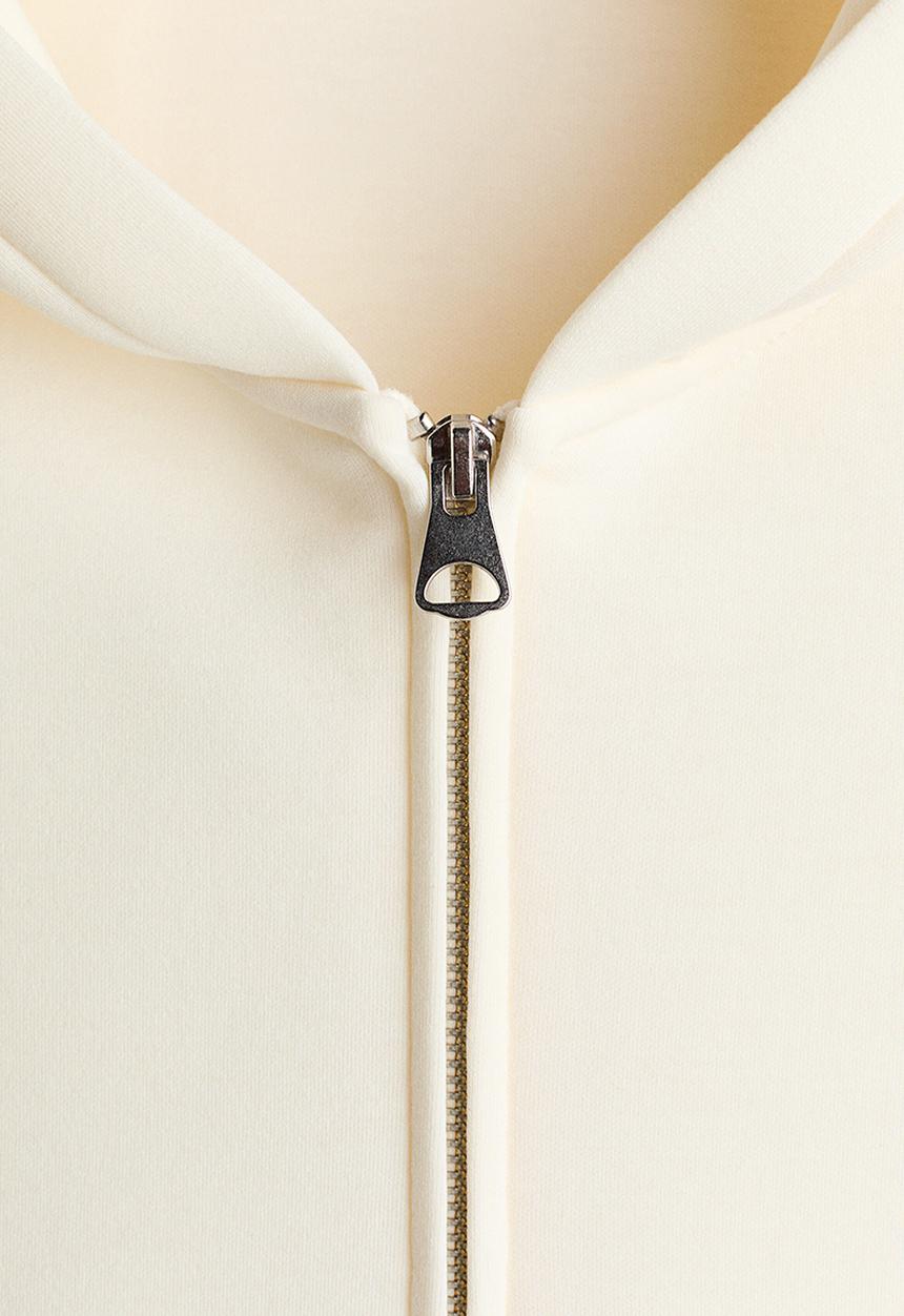 H&M - Loose fit scuba zip-through hoodie - cream