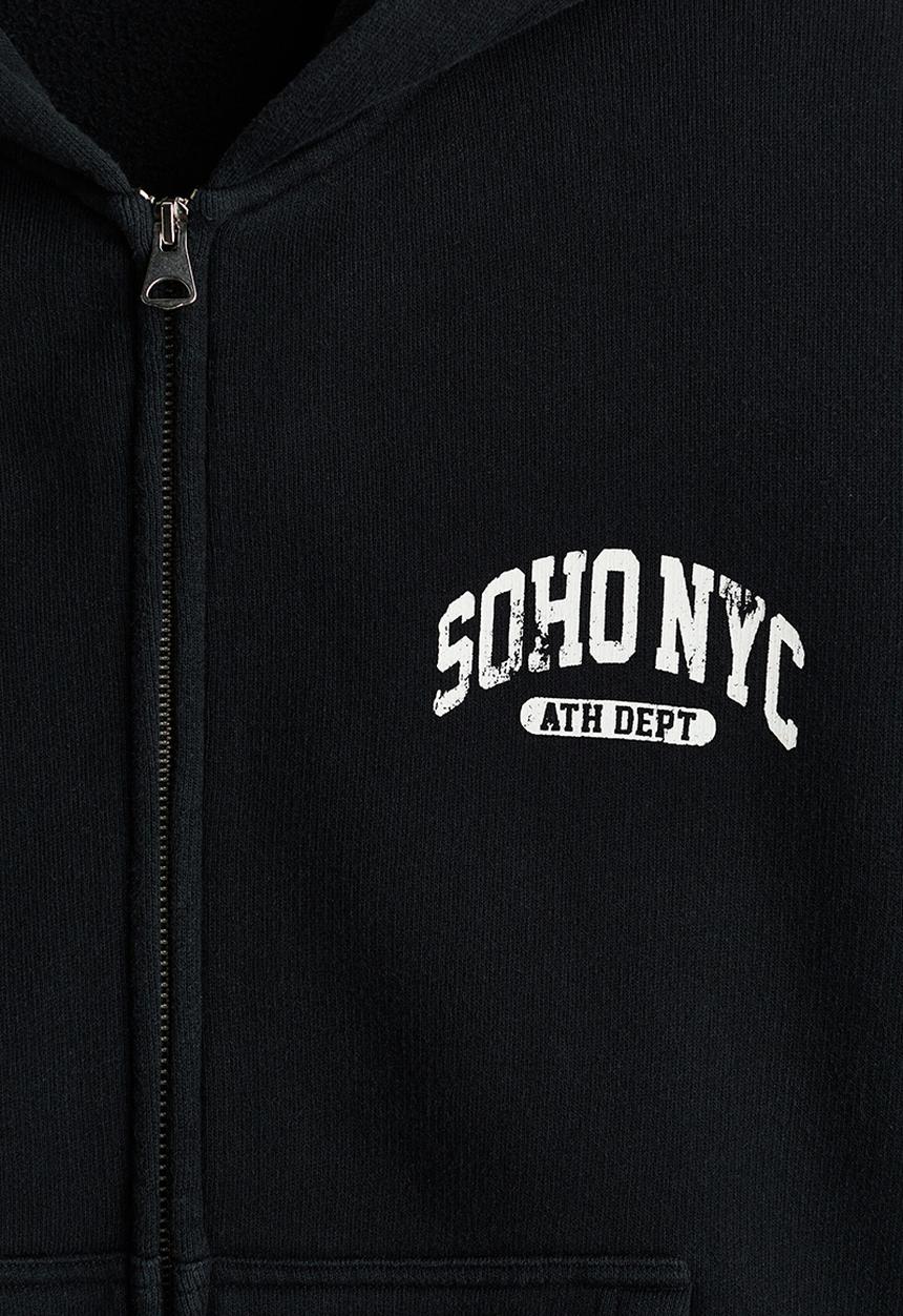 H&M - Oversized fit printed zip-through hoodie - black/soho nyc