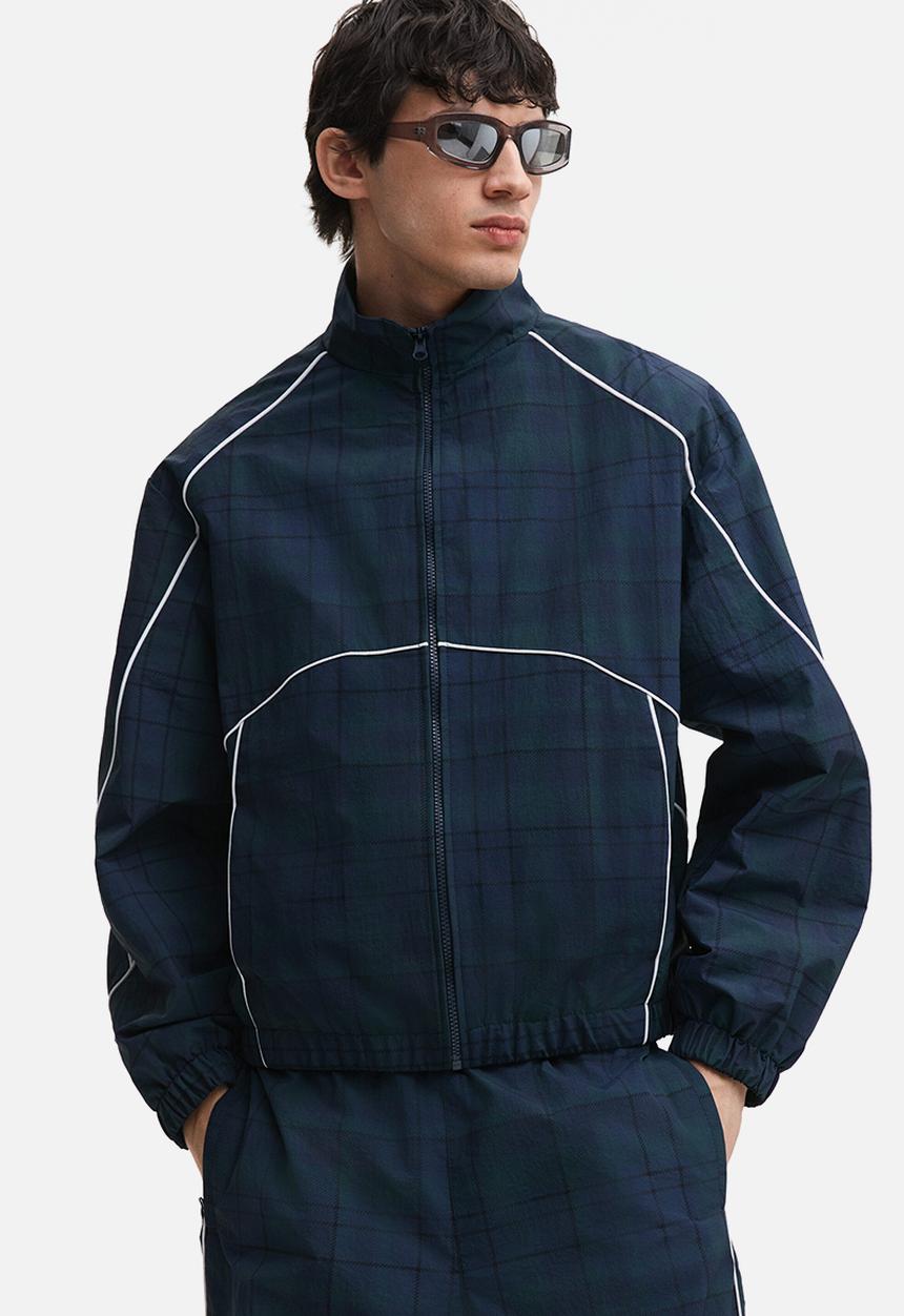 H&M - Nylon track jacket - dark blue/checked