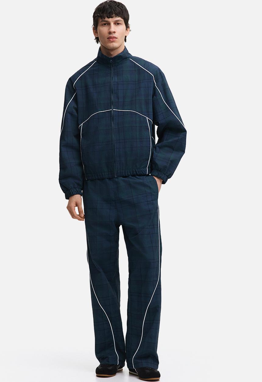 H&M - Nylon track jacket - dark blue/checked