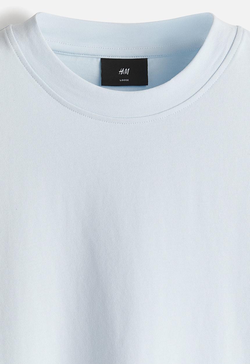 H&M - Loose fit boxy-style T-shirt - light blue