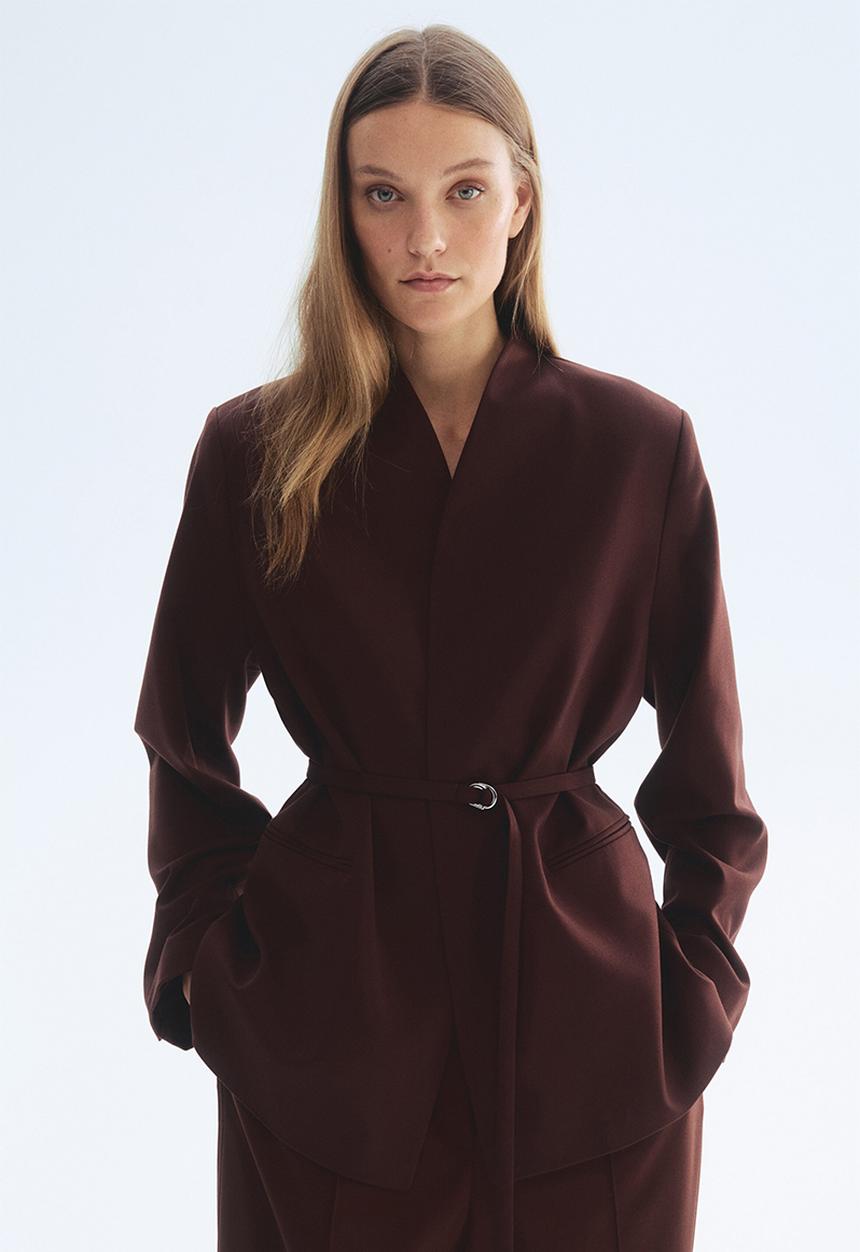 H&M - Oversized belted blazer - dark brown