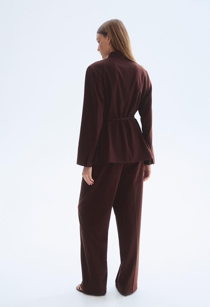 H&M - Oversized belted blazer - dark brown