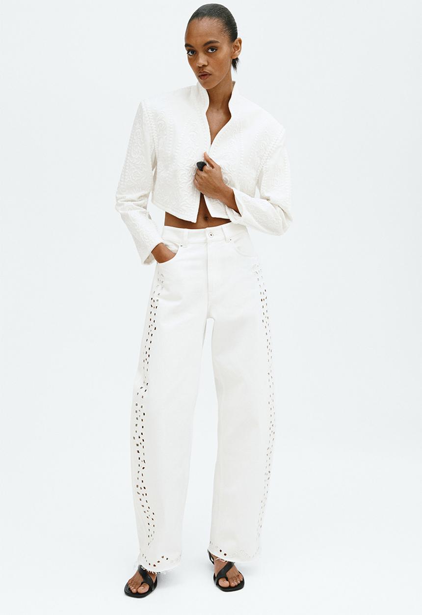 H&M - Broderie anglaise jeans - white