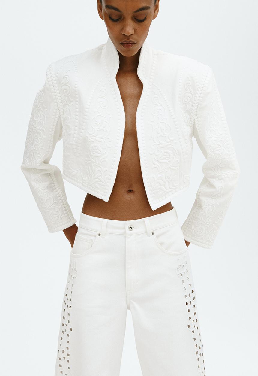 H&M - Broderie anglaise jeans - white