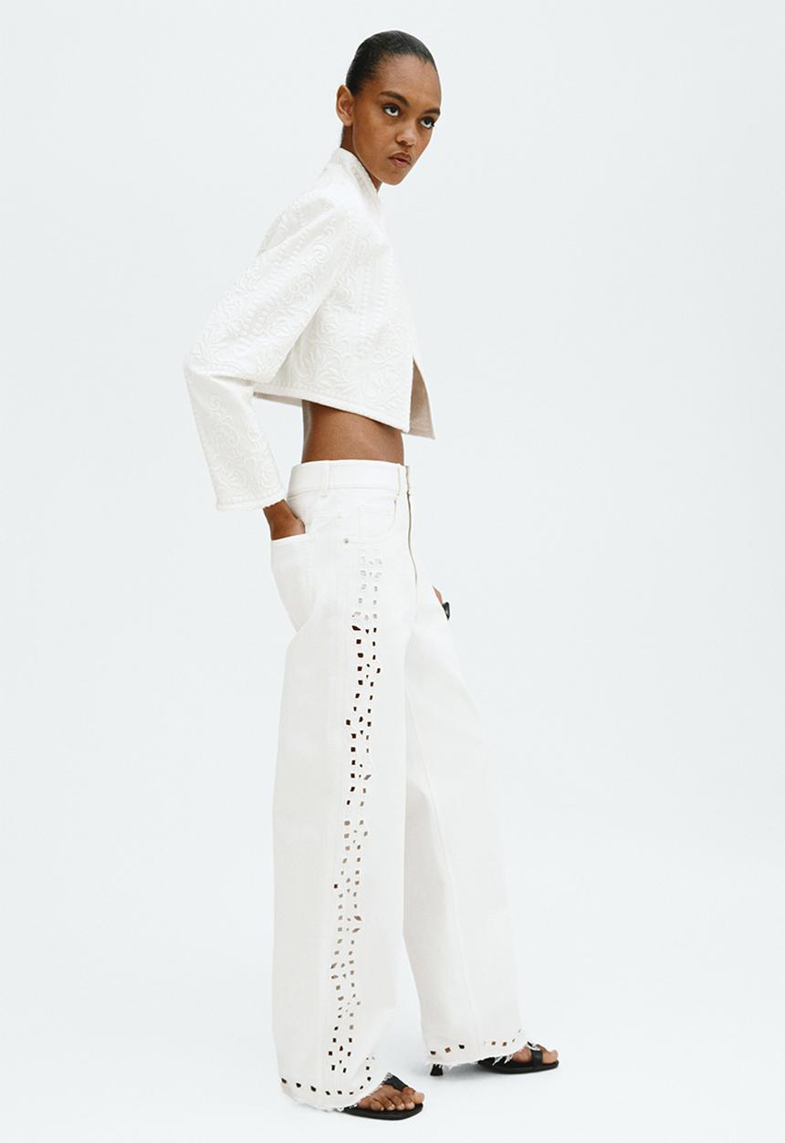 H&M - Broderie anglaise jeans - white