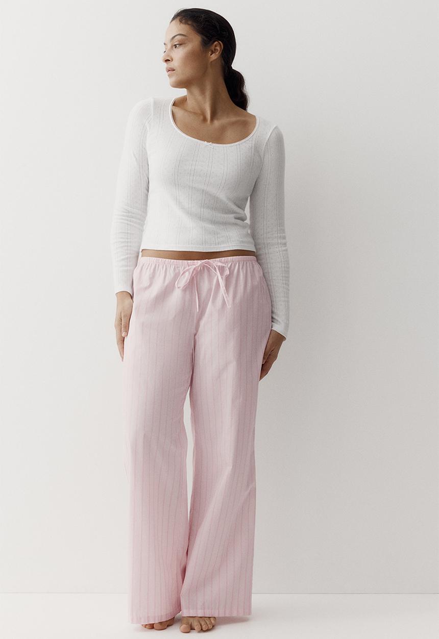 H&M - Cotton pyjama bottoms - light pink/striped