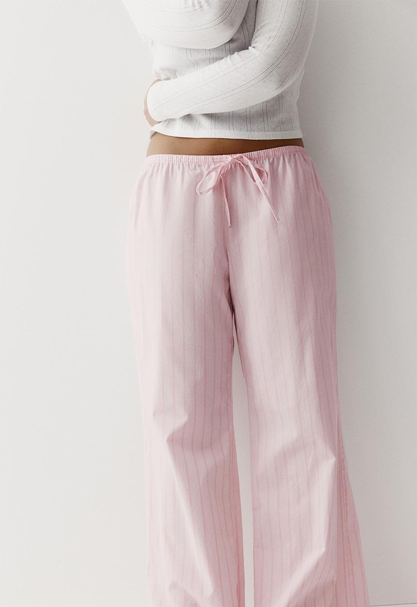 H&M - Cotton pyjama bottoms - light pink/striped