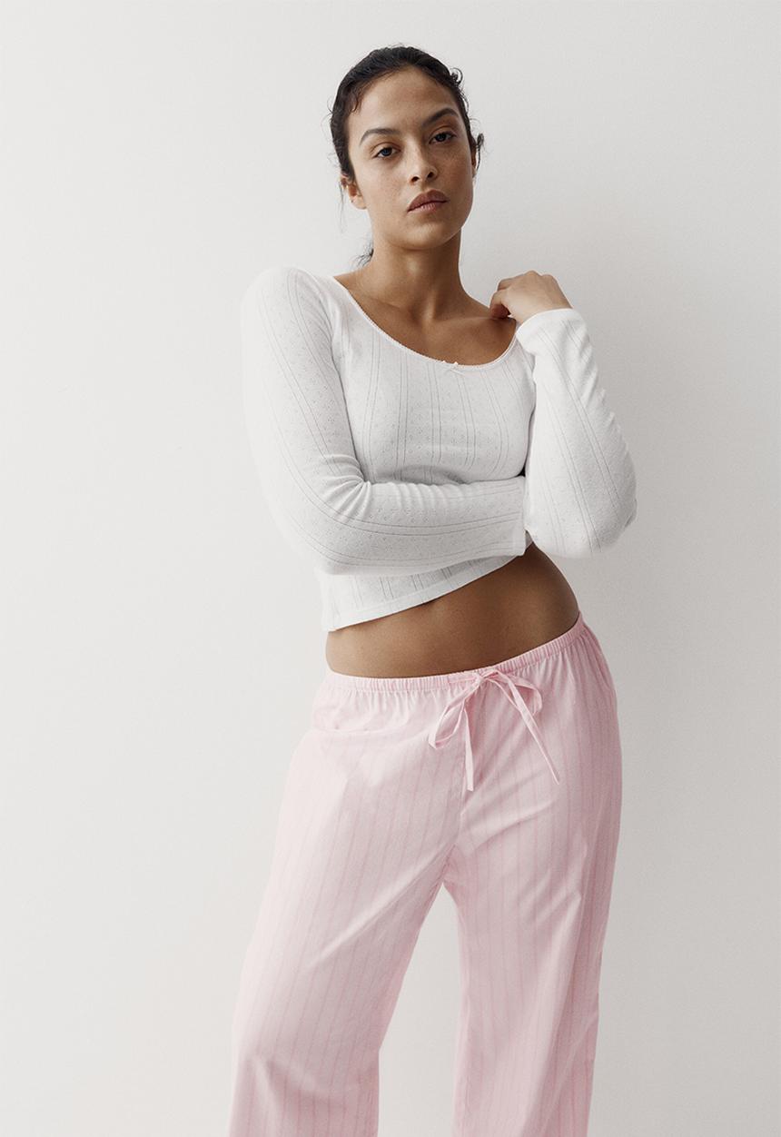 H&M - Cotton pyjama bottoms - light pink/striped