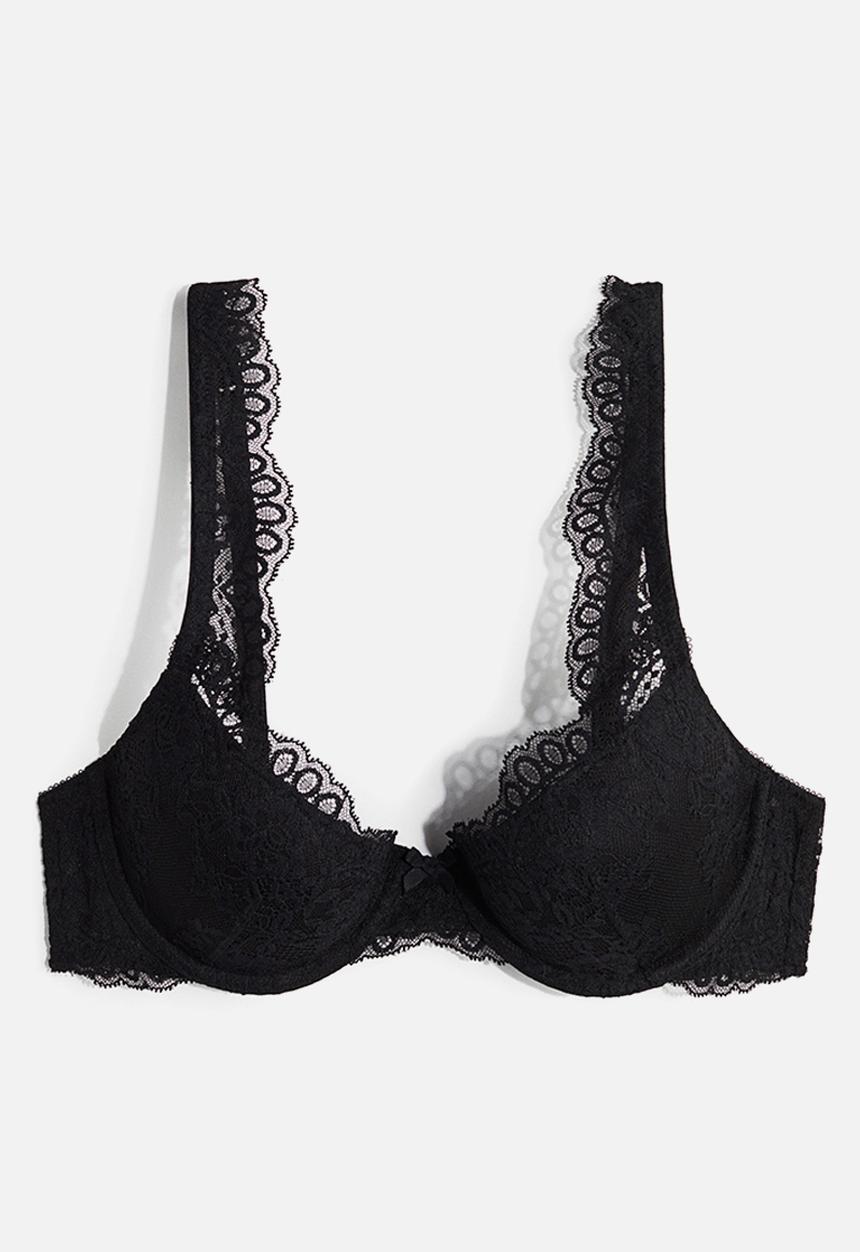 H&M - Lace push-up bra - black