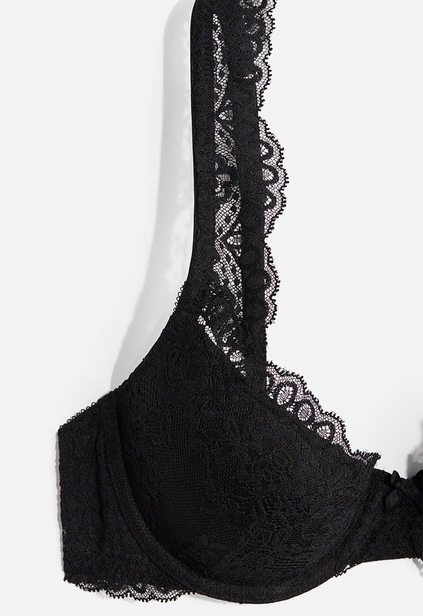 H&M - Lace push-up bra - black