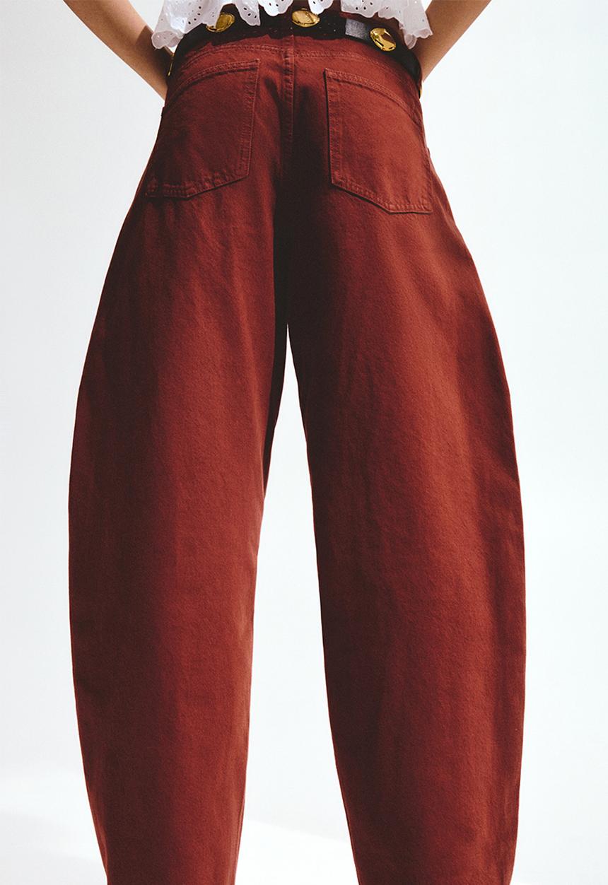 H&M - Barrel high waist jeans - rust red