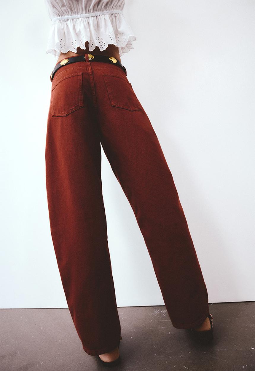 H&M - Barrel high waist jeans - rust red