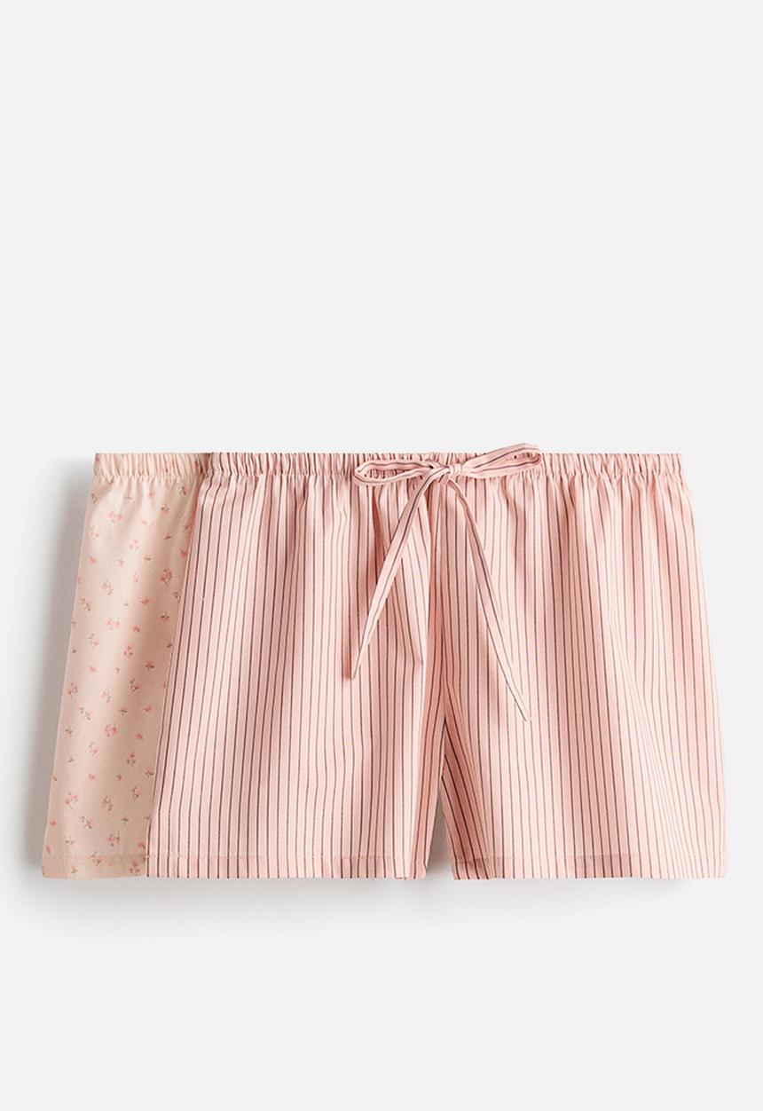 H&M - 2-pack pyjama shorts - peach pink/striped