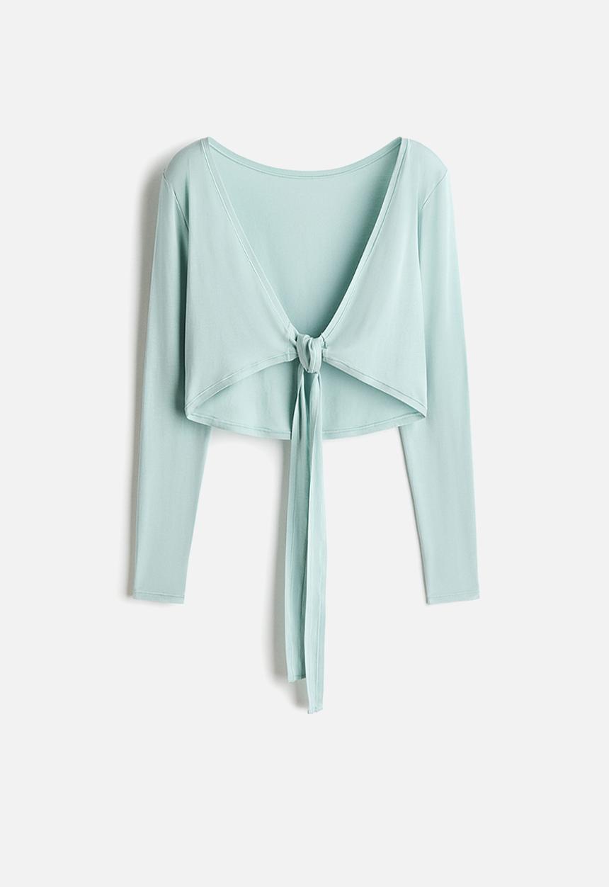 H&M - Cropped long-sleeved yoga top - amazonite blue