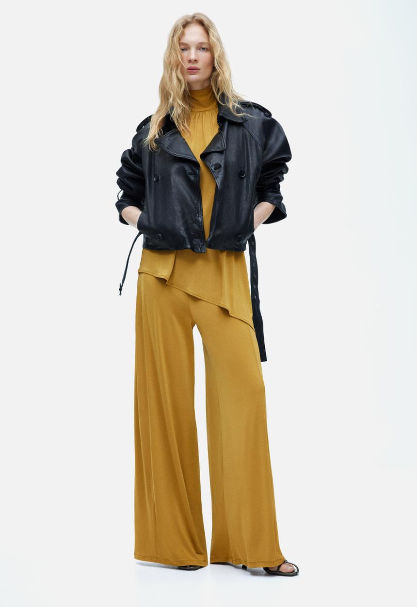 H&M - Wide jersey trousers - mustard yellow