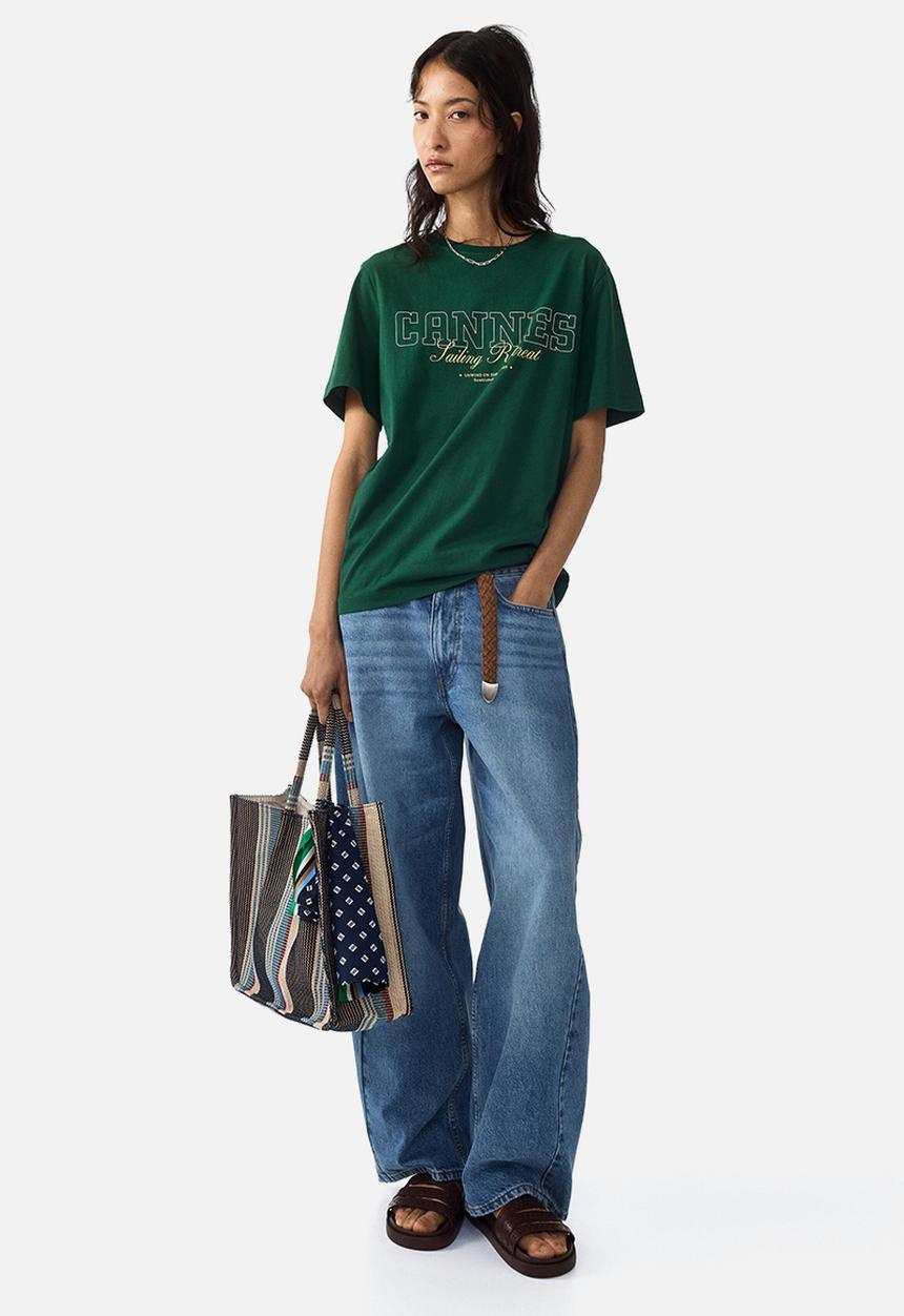 H&M - Printed t-shirt - green/cannes sailing retreat