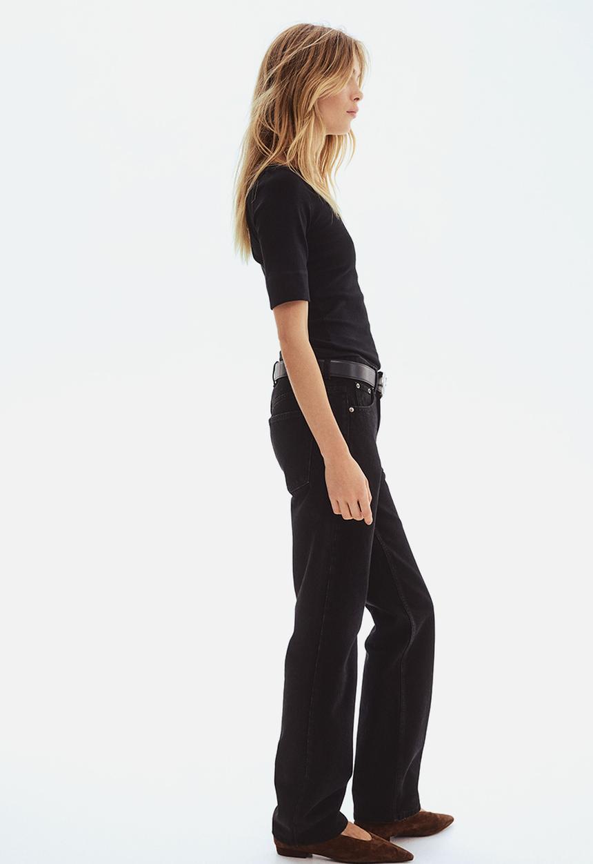 H&M - Ribbed cotton top - black
