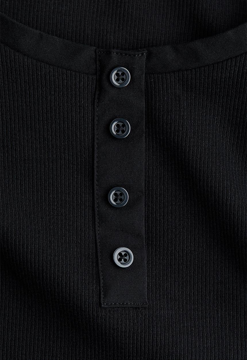 H&M - Ribbed cotton top - black