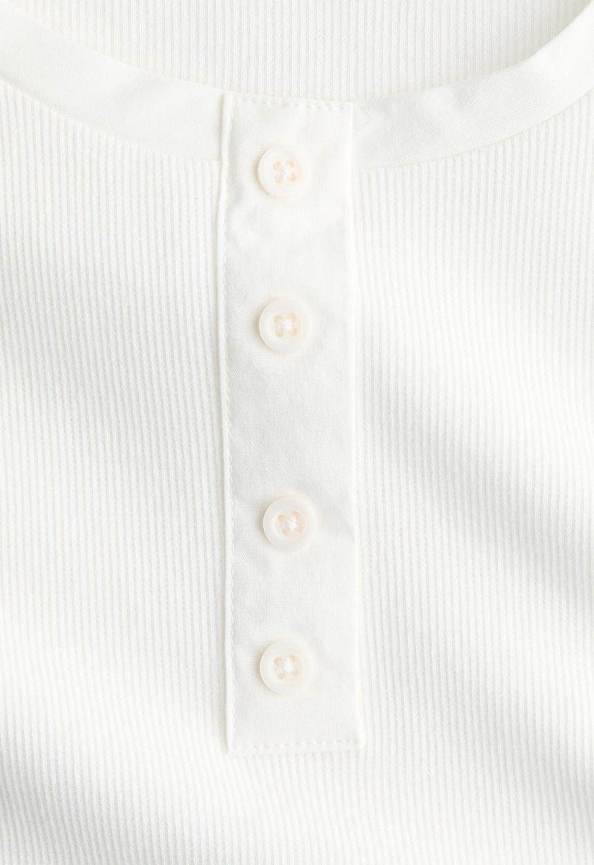 H&M - Ribbed cotton top - white